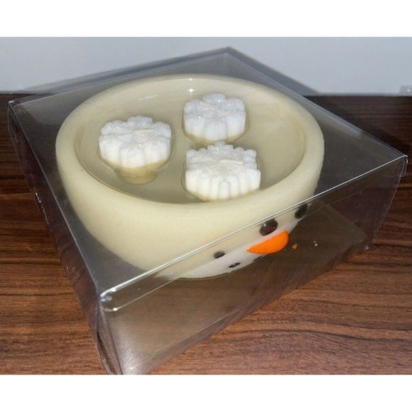 Floating Snowflake Candles w/ Snowman Bowl New In Package Vtg Holiday Christmas - Picture 2 of 9